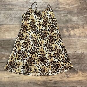 L.A. Intimates Leopard Print Satin Robe and Chemise Set‎ Small